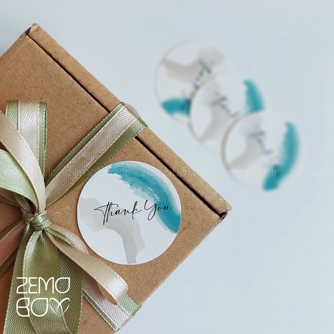 برچسب تشکر دایره آبی کرم کد ۲۰۳۳